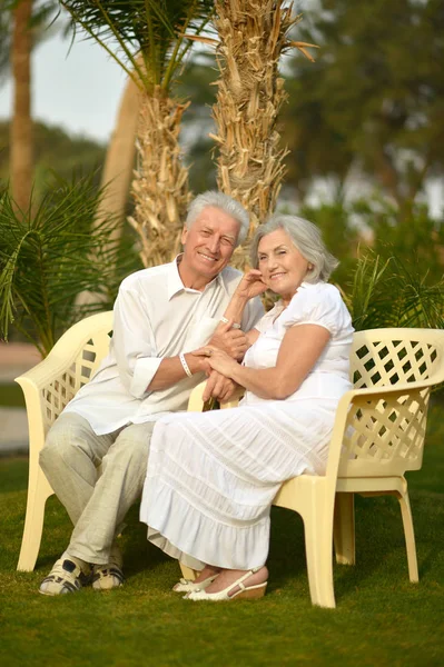 Senior Couple Tropic Hotel Resort — Stock Photo, Image