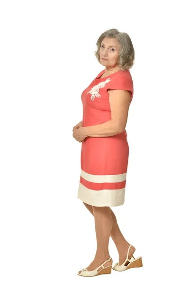 Senior Woman Posing Isolated White Background — Stock Photo, Image