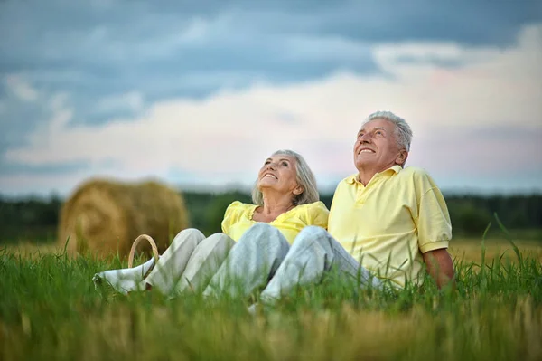 Senior couple resting at park — Stock Photo, Image