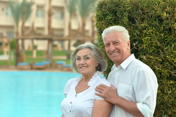 Senior Couple Tropic Hotel Resort — Stock Photo, Image