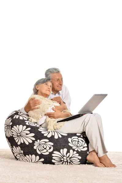 Senior couple with laptop — Stock Photo, Image