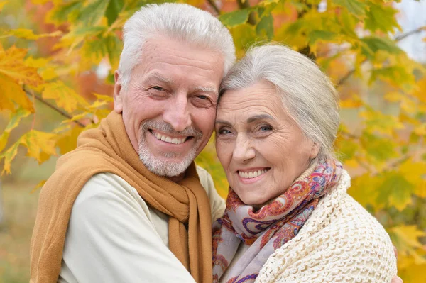 Portret Van Mooie Kaukasische Senior Paar Het Park — Stockfoto
