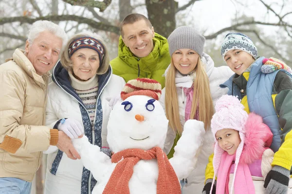 Familj i Vinterparken — Stockfoto