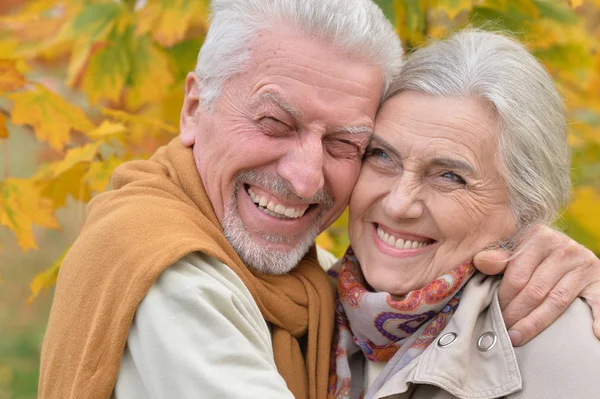 Portret Van Mooie Kaukasische Senior Paar Het Park — Stockfoto