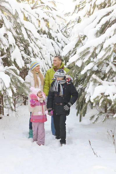 Famille dans le parc d'hiver — Photo