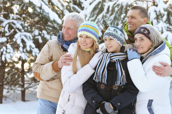 Familie in winter park — Stockfoto