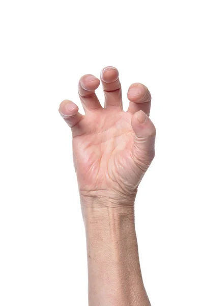 Hand Van Senior Vrouw Geïsoleerd Witte Achtergrond — Stockfoto