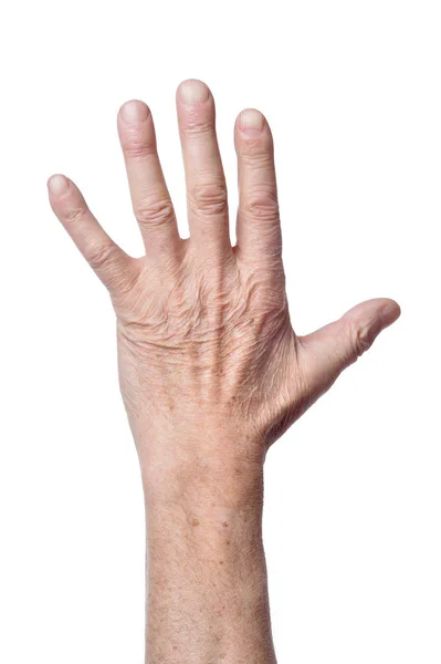 Рука Старшої Жінки Ізольована Білому Тлі — стокове фото