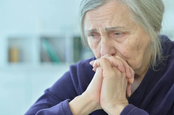 Close Portrait Tired Senior Woman — Stock Photo, Image