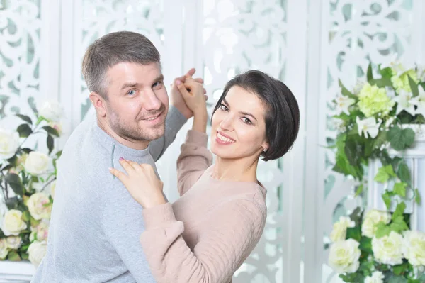 Happy Beautiful Young Couple Dancing — Stock Photo, Image