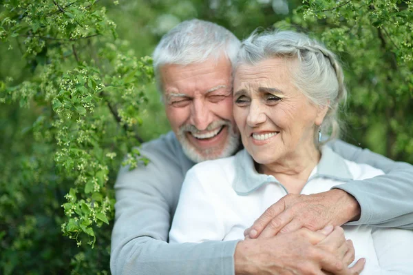 Par som sitter i parken — Stockfoto