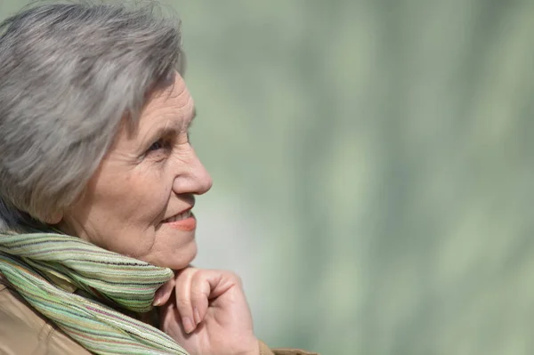 Ältere Frau Genießt Spaziergang Über Die Natur Des Frühlings — Stockfoto