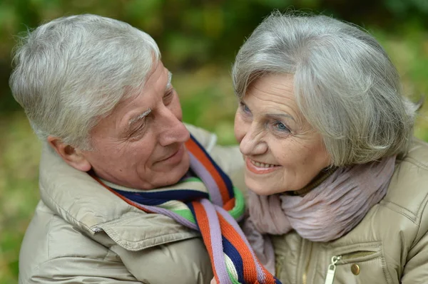 Portret Van Mooie Kaukasische Senior Paar Wandelen Het Park — Stockfoto