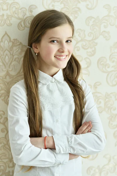 Happy Little Girl Posing Home — Stock Photo, Image