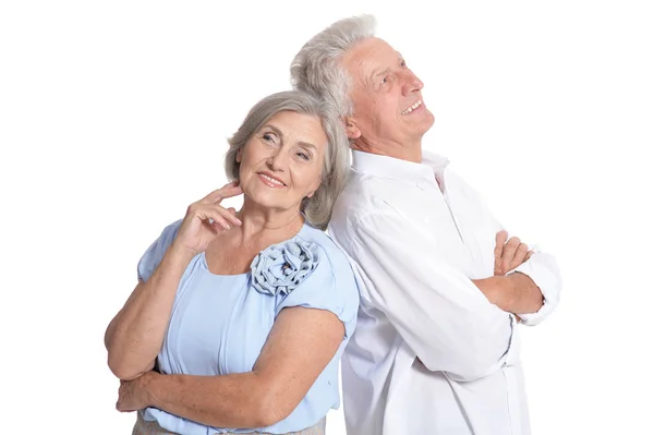 Portrait Happy Senior Couple Isolated White Background — Stock Photo, Image