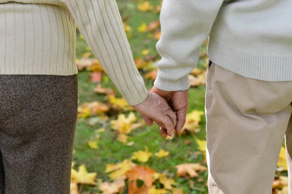 Ouderen paar hand in hand — Stockfoto