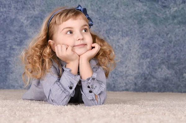 Happy Little Girl Posing Studio — Stock Photo, Image