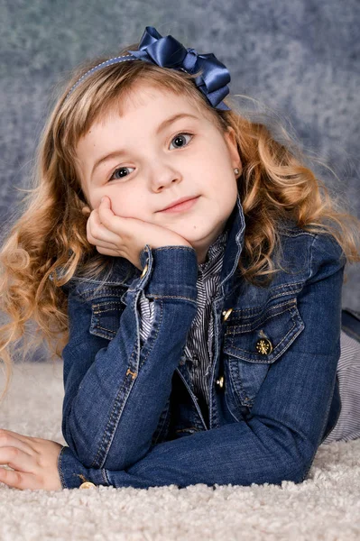 Happy Little Girl Posing Studio — Stock Photo, Image