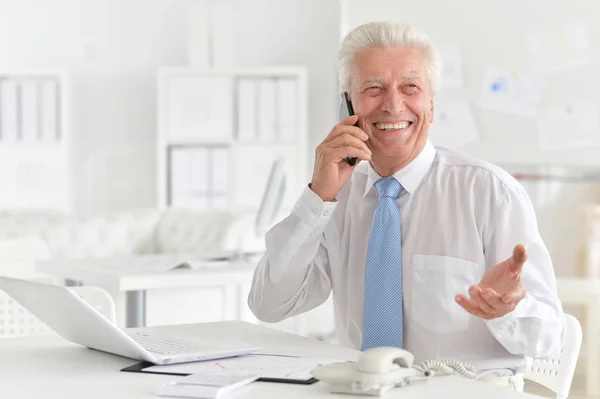 Porträt Eines Leitenden Geschäftsmannes Der Büro Arbeitet — Stockfoto