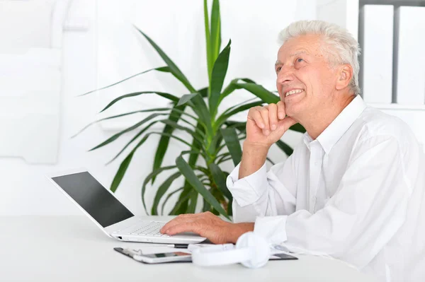 Retrato Empresário Sênior Que Trabalha Escritório — Fotografia de Stock