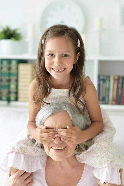 Ritratto Nonna Nipote Che Divertono Insieme — Foto Stock