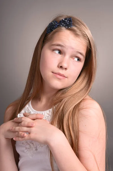 Beautiful Young Girl Posing Studio — Stock Photo, Image