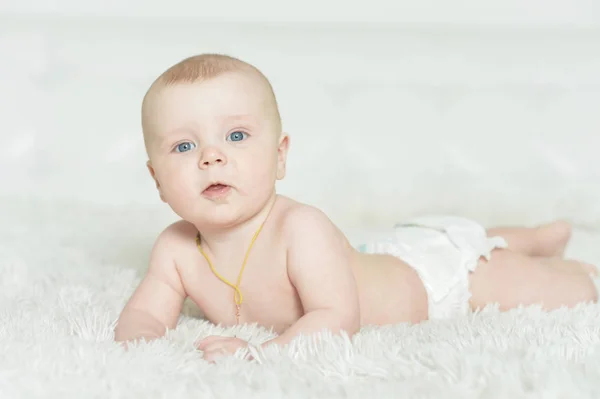 Adorable Baby Boy White Background — Stock Photo, Image