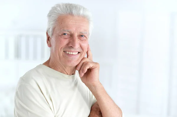 Portrait Senior Man Posing Home — Stock Photo, Image