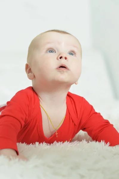 Adorable Baby Boy White Background — Stock Photo, Image