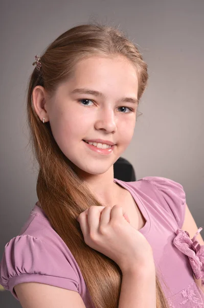 Beautiful Young Girl Posing Studio — Stock Photo, Image