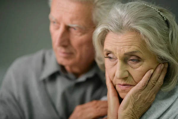 Sad Senior Couple Home — Stock Photo, Image