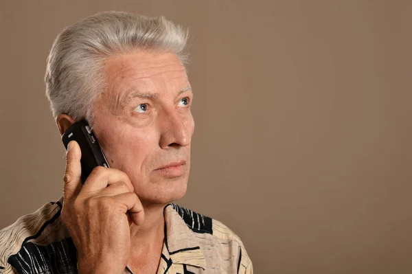 Anziano Uomo Chiamando Telefono — Foto Stock