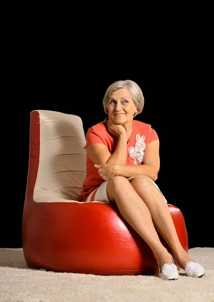 Beautiful Senior Woman Chair Studio — Stock Photo, Image