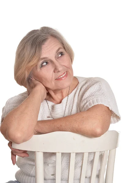 Beautiful Senior Woman Posing Isolated White Background — Stock Photo, Image