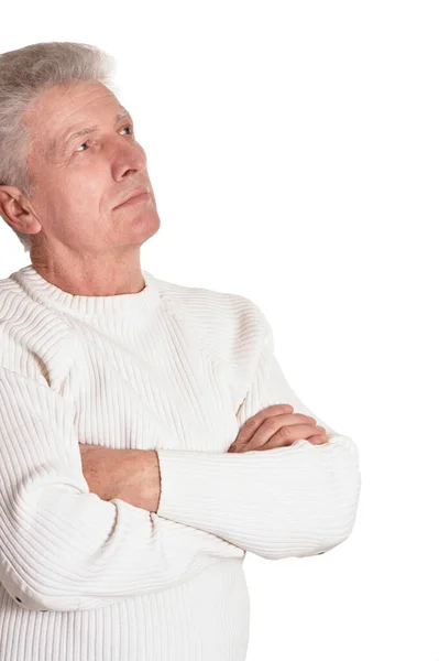 Portrait Senior Man Isolated White Background — Stock Photo, Image