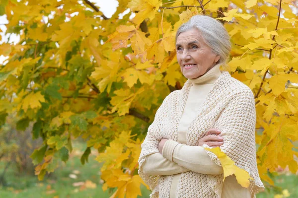 Happy Senior Woman Smiling Park — Stock Photo, Image