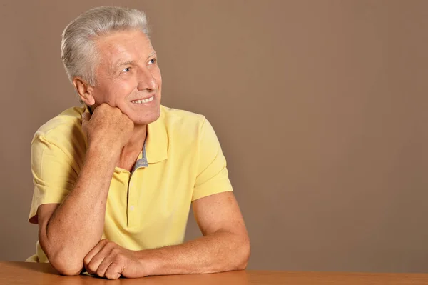 Portrait Smiling Senior Man Home — Stock Photo, Image