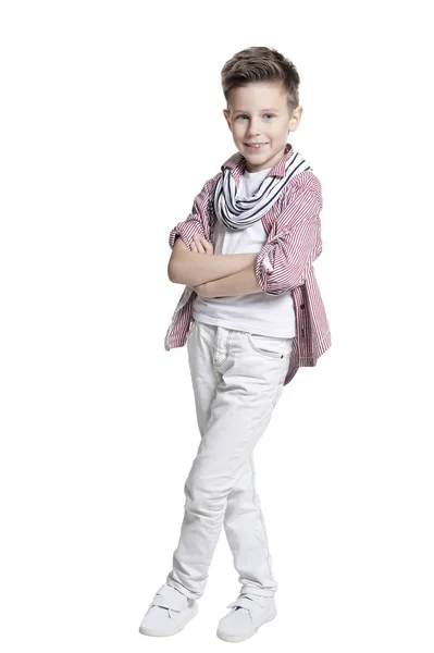Cute Boy Posing Isolated White Background — Stock Photo, Image
