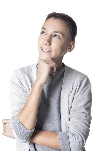 Boy Posing Isolated White Background — Stock Photo, Image