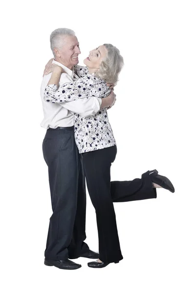 Šťastný Pár Senior Bílém Pozadí — Stock fotografie