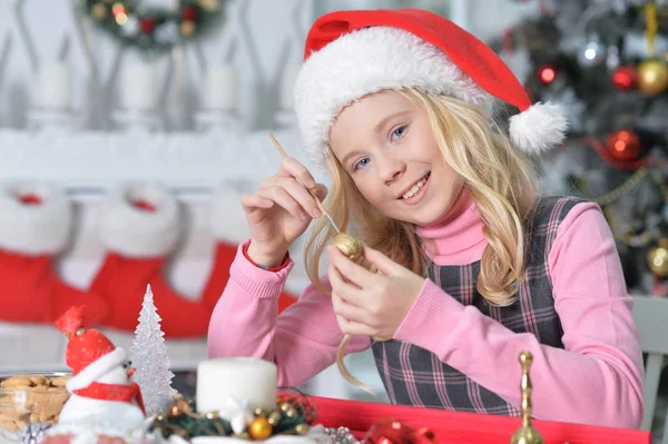 Portrait Happy Girl Preparing Christmas — Stock Photo, Image