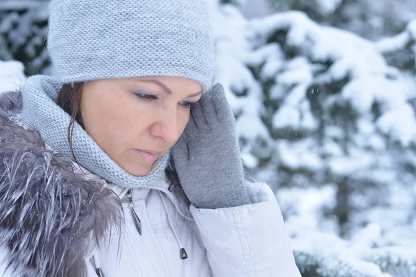 Beautiful Young Sad Woman Park Royalty Free Stock Photos