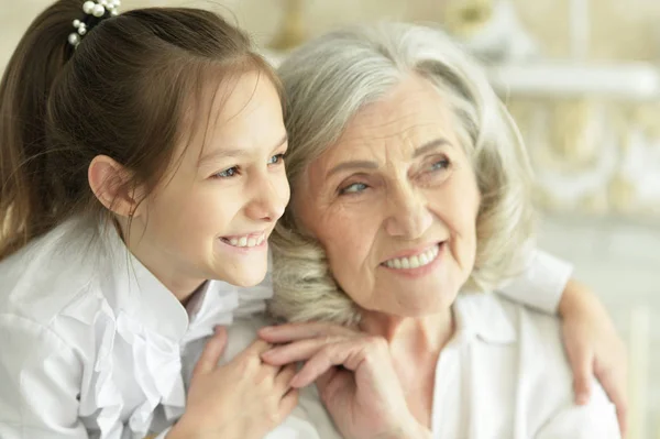 Grandmother Her Cute Granddaughter Smiling — Stock Photo, Image