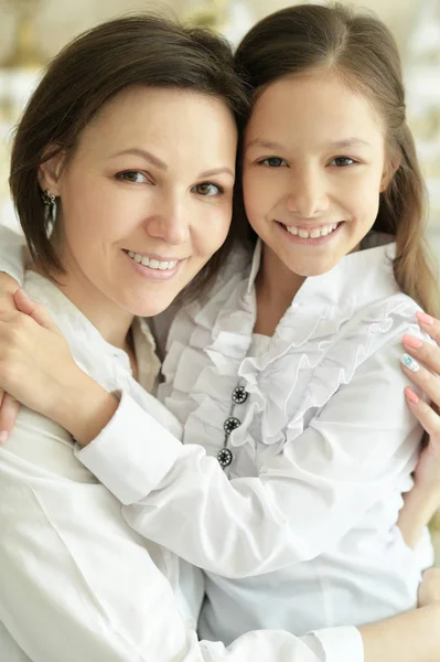 Beautiful Young Mother Cute Little Daughter Posing — Stock Photo, Image