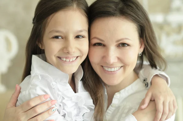 Beautiful Young Mother Cute Little Daughter Posing — Stock Photo, Image