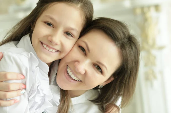 Beautiful Young Mother Cute Little Daughter Posing — Stock Photo, Image