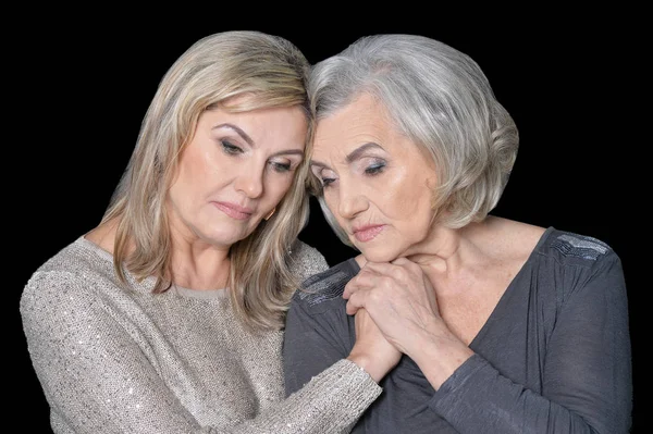 Portrait Two Sad Women Posing — Stock Photo, Image