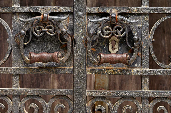 Metal Fence Old Door Knob Close View — Stock Photo, Image