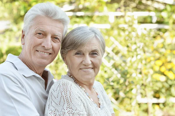 Beau Couple Personnes Âgées Posant Dans Parc — Photo