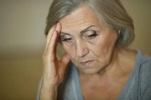 Beautiful Senior Woman Headache — Stock Photo, Image